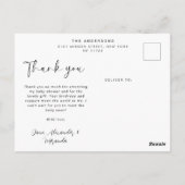 エレガントなカスタム写真ベイビーシャワーのお礼メッセージ ポストカード (裏面)