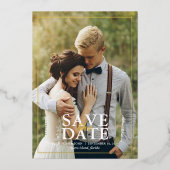 エレガントなカスタム写真 ウェディング セーブ・ザ・デート 箔招待状 (正面)