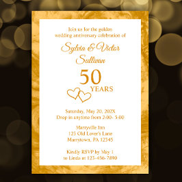 エレガントなカスタム ゴールド 50周年パーティー 招待状