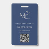 エレガントなカスタム シルバー ネイビー ブルー社員 バッジ (Back)