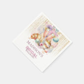 エレガントなカスタム ブライダル ブランチ ピンク & ゴールド グリッター スタンダードカクテルナプキン (角)