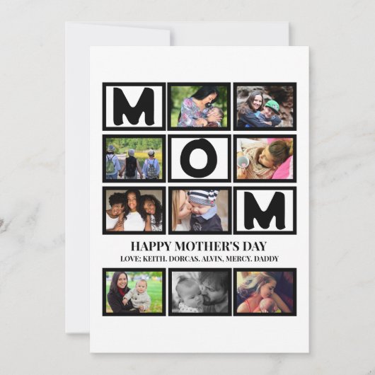 エレガントなカスタム 母の日 おしゃれな9枚の写真コラージュ シーズンカード (正面)