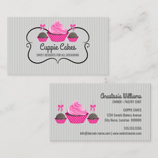 エレガントなカップケーキのケーキはベーキングをぽんと鳴らします 名刺 (正面/裏面)