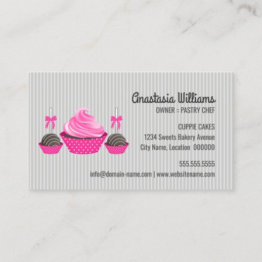 エレガントなカップケーキのケーキはベーキングをぽんと鳴らします 名刺 (裏面)