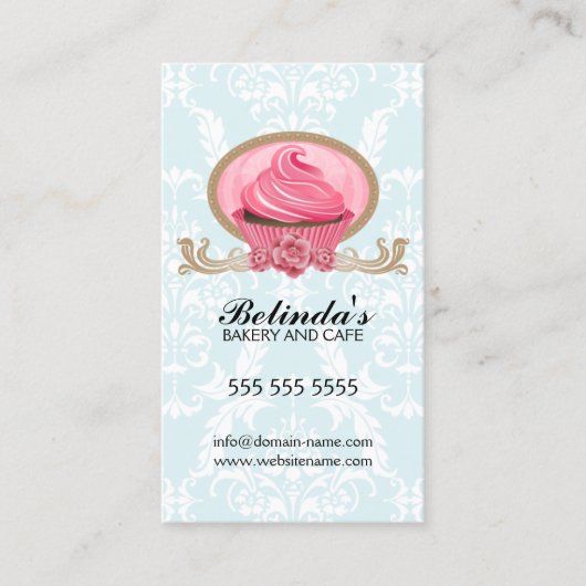 エレガントなカップケーキのベーカリーのカスタム 名刺 (正面)