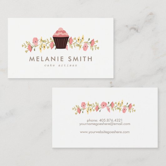 エレガントなカップケーキのベーカリーの名刺 名刺 (正面/裏面)