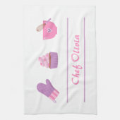 エレガントなカップケーキのミトンのベーキングのパン屋の調理師 キッチンタオル (縦)