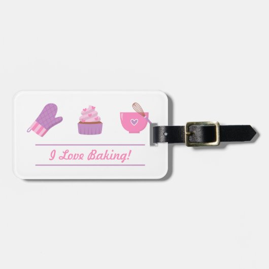 エレガントなカップケーキのミトンのベーキングのパン屋の調理師 ラゲッジタグ (正面横)
