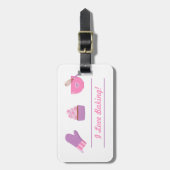 エレガントなカップケーキのミトンのベーキングのパン屋の調理師 ラゲッジタグ (正面縦)