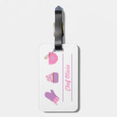 エレガントなカップケーキのミトンのベーキングのパン屋の調理師 ラゲッジタグ (裏面縦)