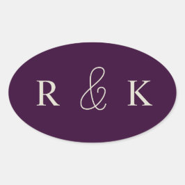 エレガントなカップルのイニシャル入り 楕円形シール