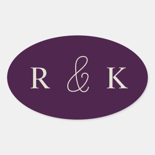 エレガントなカップルのイニシャル 楕円形シール (正面)