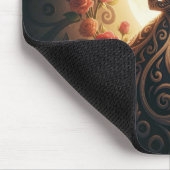 エレガントなカップルのシルエットとバラ  マウスパッド (コーナー)