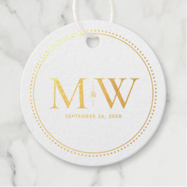 エレガントなカップルのモノグラム結婚式 フェイバータグ