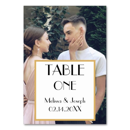 エレガントなカップルの写真 ウェディング テーブルナンバー (裏面)