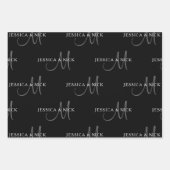 エレガントなカップル名とモノグラム ラッピングペーパーシート (正面3)