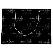 エレガントなカップル名とモノグラム ラージペーパーバッグ (正面)