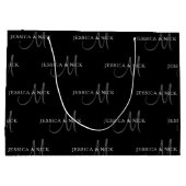 エレガントなカップル名とモノグラム ラージペーパーバッグ (裏面)