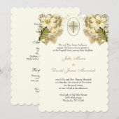 エレガントなカトリックの花の結婚式と披露宴 招待状 (正面/裏面)