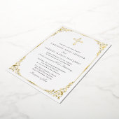 エレガントなカトリックミサの結婚式 箔招待状 (回転した状態)