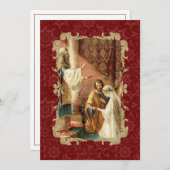 エレガントなカトリック結婚式のゴールドバーガンディ招待状 招待状 (正面/裏面)