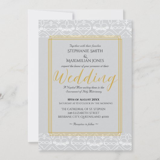 エレガントなカトリック結婚式の招待状 招待状 (正面)