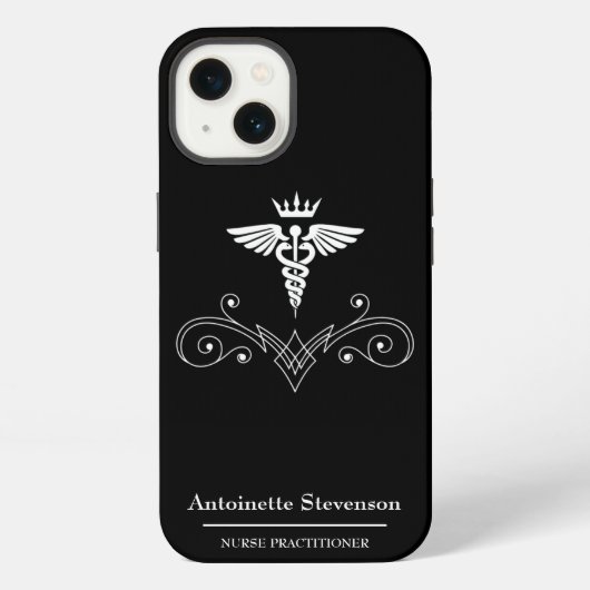 エレガントなカドゥケウス看護師 iPhoneケース (裏面)