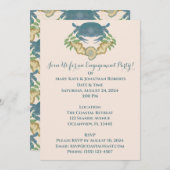 エレガントなカニの宴-水彩青ガニ婚約 招待状 (正面/裏面)