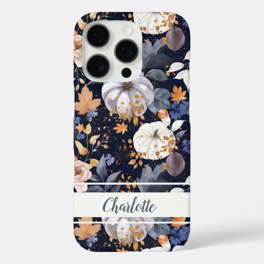 エレガントなカボチャと花の秋模様 Case-Mate iPhoneケース (裏面)