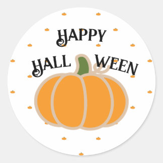 エレガントなカボチャ柄のハッピーハロウィンステッカー ラウンドシール
