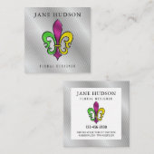 エレガントなカラフルなフルール・ド・リスデザインの名刺 スクエア名刺 (正面/裏面)