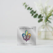 エレガントなカラフルなフルール・ド・リスデザインの名刺 スクエア名刺 (スタンド正面)