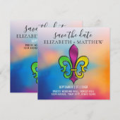 エレガントなカラフルなフルール・ド・リス デザイン 招待状 (正面/裏面)