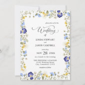 エレガントなカラフルオータムフラワー水彩ウェディング 招待状 (正面)