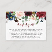 エレガントなカラフルフラワーウェディングレシピリクエストカード エンクロージャーカード (正面)