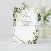 エレガントなカリグラフィーとグリーンが美しいユーカリのウェディング エンクロージャーカード (スタンド正面)