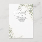 エレガントなカリグラフィーとグリーン ユーカリのウェディング エンクロージャーカード (正面)
