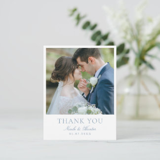 エレガントなカリグラフィーのオーダーメイド結婚式フォトサンクスギフト サンキューカード