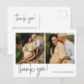 エレガントなカリグラフィーのベビーシャワーのお礼 ポストカード (正面/裏面)