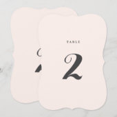 エレガントなカリグラフィーの結婚式テーブルナンバー 招待状 (正面/裏面)