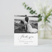 エレガントなカリグラフィーの結婚式写真ありがとうございます ポストカード (スタンド正面)