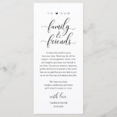 エレガントなカリグラフィーの結婚式御礼テーブルカード プログラム (正面)