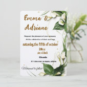 エレガントなカリグラフィーの結婚式招待状 セーブザデート (スタンド正面)