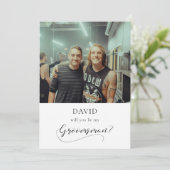 エレガントなカリグラフィーの結婚式招待状 伴郎提案カード 招待状 (スタンド正面)