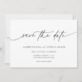エレガントなカリグラフィーの結婚式Save the Date 招待状 (正面)