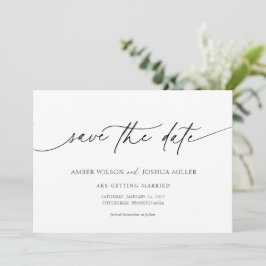 エレガントなカリグラフィーの結婚式Save the Date 招待状
