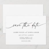 エレガントなカリグラフィーの結婚式Save the Date 招待状 (正面/裏面)