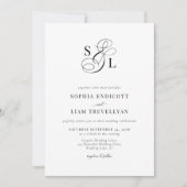エレガントなカリグラフィーアンパサンドモノグラム結婚式 招待状 (正面)