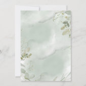 エレガントなカリグラフィーグリーン ユーカリ ウェディング 招待状 (裏面)