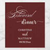 エレガントなカリグラフィーバルガンディーのリハーサルディナー ワインラベル (シングルラベル)